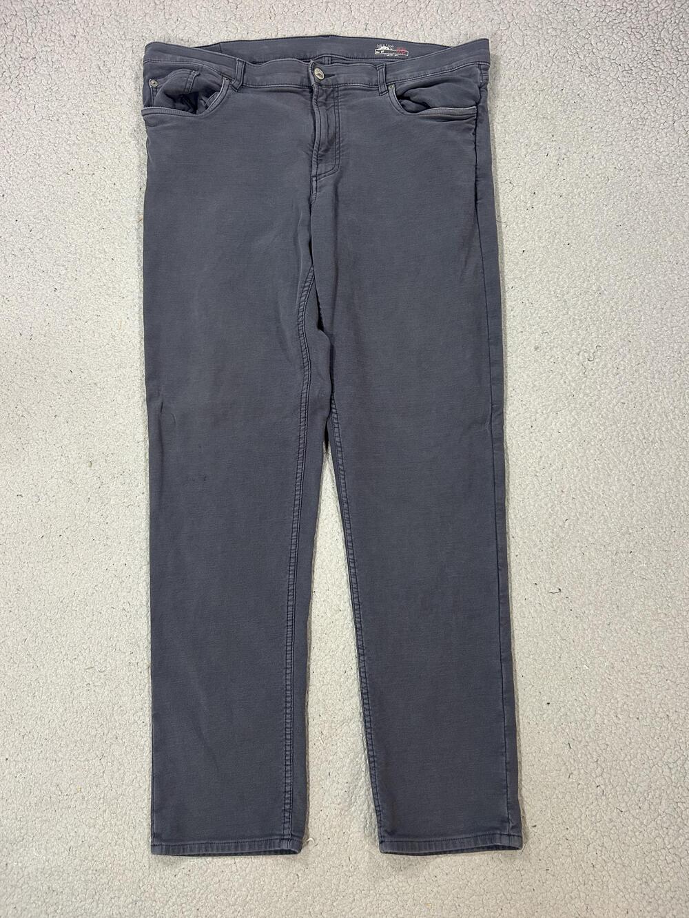Faherty Jeans Mens 38x32 Gray Slim Straight Stretch Denim Charcoal Wash Zip Fly